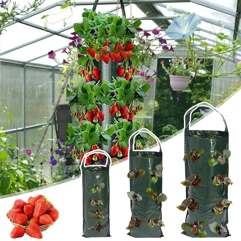 Erdbeer-Pflanztasche Hängende Pflanztaschen Garten-Anzuchttasche Gartenbedarf Gemüse Obst Pflanztopf