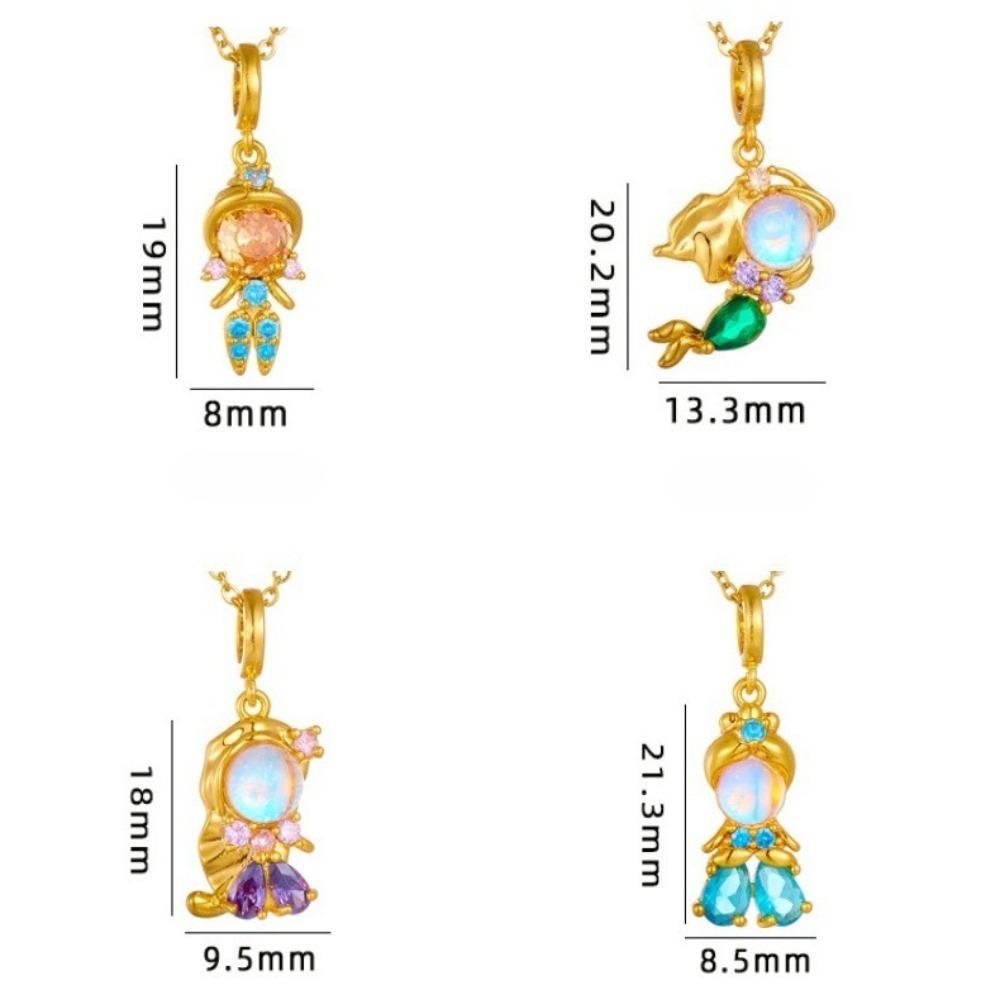 Sweet Exquisite Magic Fairy Elf Natural Rainbow Opal Zircon Pendant Necklace for Women Girl Fashion Lucky Charm Jewelry Gifts