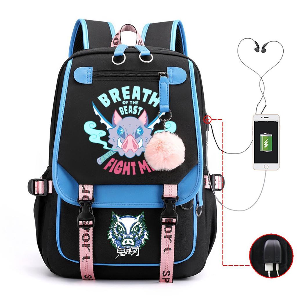 Ghost Extermination Surrounding Day Trend Backpack Large Capacity Student Schoolbag Multi-functional Leisure Outdoor Bag