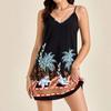 Summer Women's Halter Skirt Tropical Camouflage Print Dress