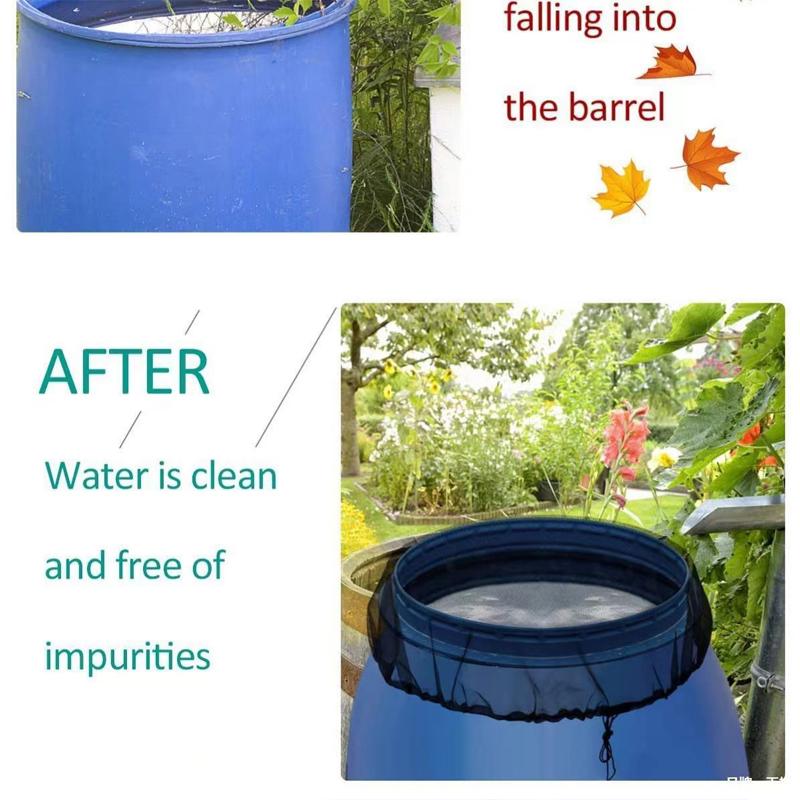 Mesh Cover Rain Barrel Netting Screen Rainwater Tank Lid with Drawstring Water Collection Bucket Cover Anti-fall Leaves Filter