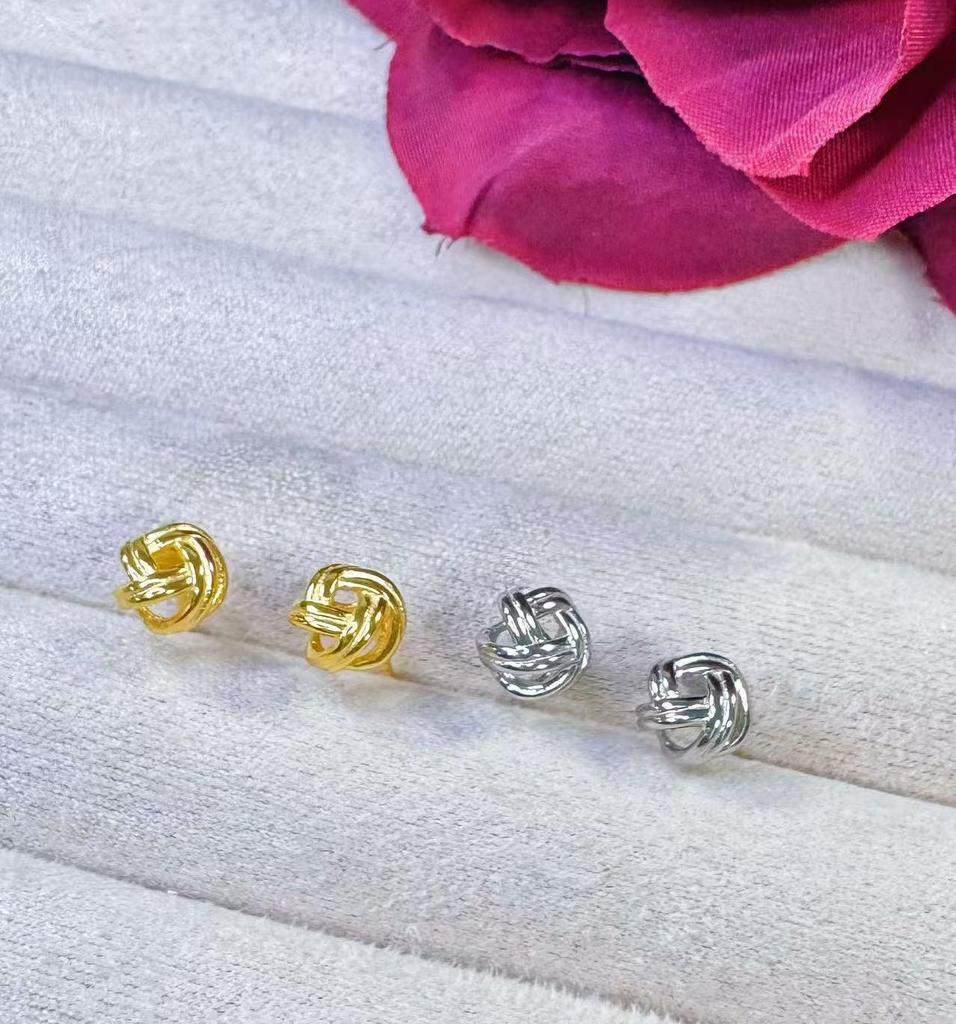 Boucles d'oreilles puces torsadées plaquées or 18 carats en Argent Sterling S925 – Design Unique, Polyvalent et Élégant