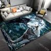 1PC Full Moon Forest Black Wolf White Wolf Carpet for Living Room Bedroom Sofa Home Decor Rus Non-slip Floor Mat Luxury Gift