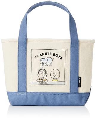 Snoopy Mini Tote Bag, Canvas, Small, Lightweight, Charlie Brown, Linus, Blue (SPZ-2147) Snoopy0188