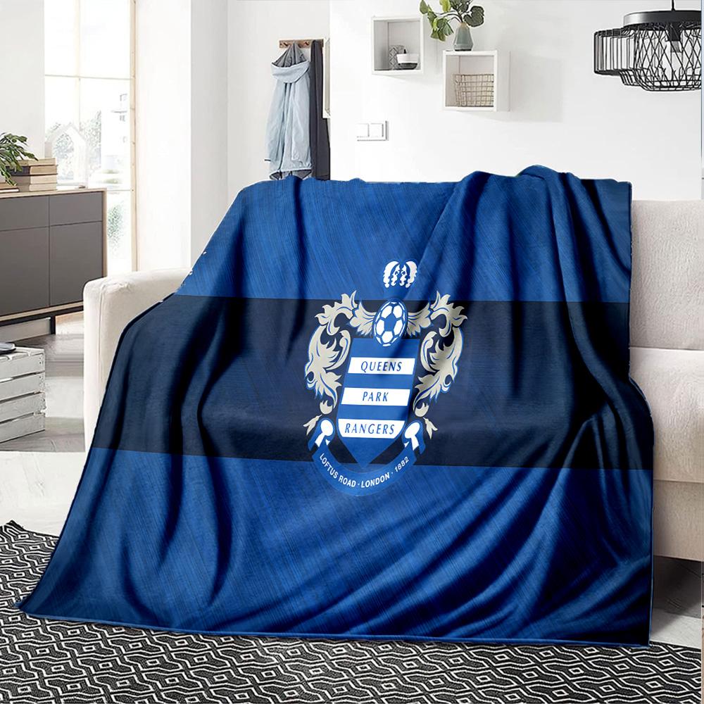 Queens Rangers Fußball Flanelldecke, Weiches Polyester, Modernes Design, Ganzjahres für Camping, Reisen, Geschenke für Feiertage oder Geburtstage
