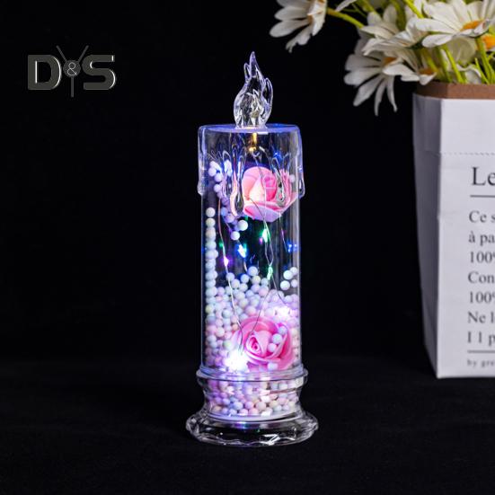 1 szt./2 szt. Wieczne kwiaty Bezpłomieniowe świece LED Migoczące świece filarowe Walentynkowe lampki nocne na ślub, dekorację domu