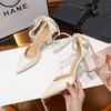 New Spring and Autumn Wedding Tip Thick Heel Pearl Ribbon European and American Large White Versatile Women's Shoes