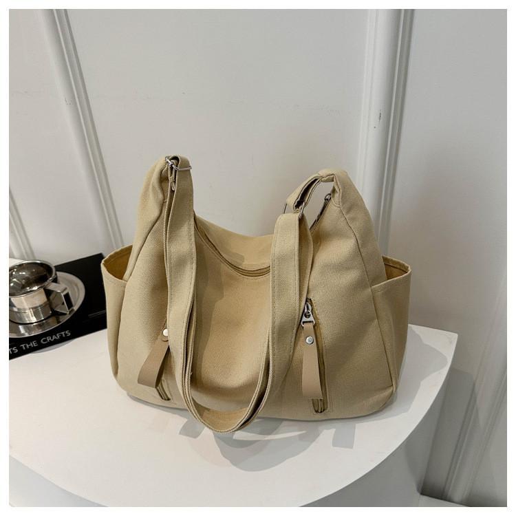 

Bohemian Chic Vintage Minimalist Canvas 2024 New Casual Large Capacity Single Shoulder Diagonal Tote Bag Street Fashion Beige хакі