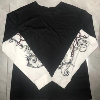 Neue europäische und amerikanische Streetwear-Marke Fake-Zweiteiler-T-Shirt-Oberteil bedrucktes lässiges Langarm-T-Shirt vielseitig, modisch und atmungsaktiv