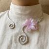Multi Layered Flower Collarbone Chain Spiral Zinc Zinc Alloy Neck Personalized Iris Flower Necklace  Daily