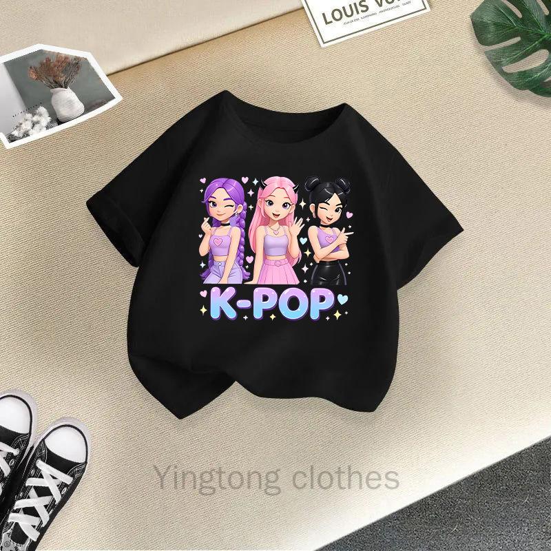 Summer Fashion Girls' Short Sleeved T-shirt Cute Printed Girls' Casual Versatile Top Cross Border