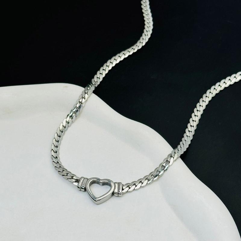 Heart Necklace Pendant Necklace Hollow Heart Charm Necklace Stainless Steel Texture Neck Jewelry for Expressing Love