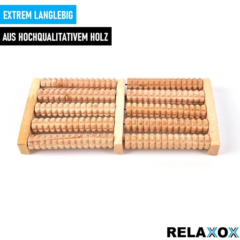 RELAXOX Fußmassageroller Fußmassagegerät Fußroller Holzroller Fuß Massagegerät