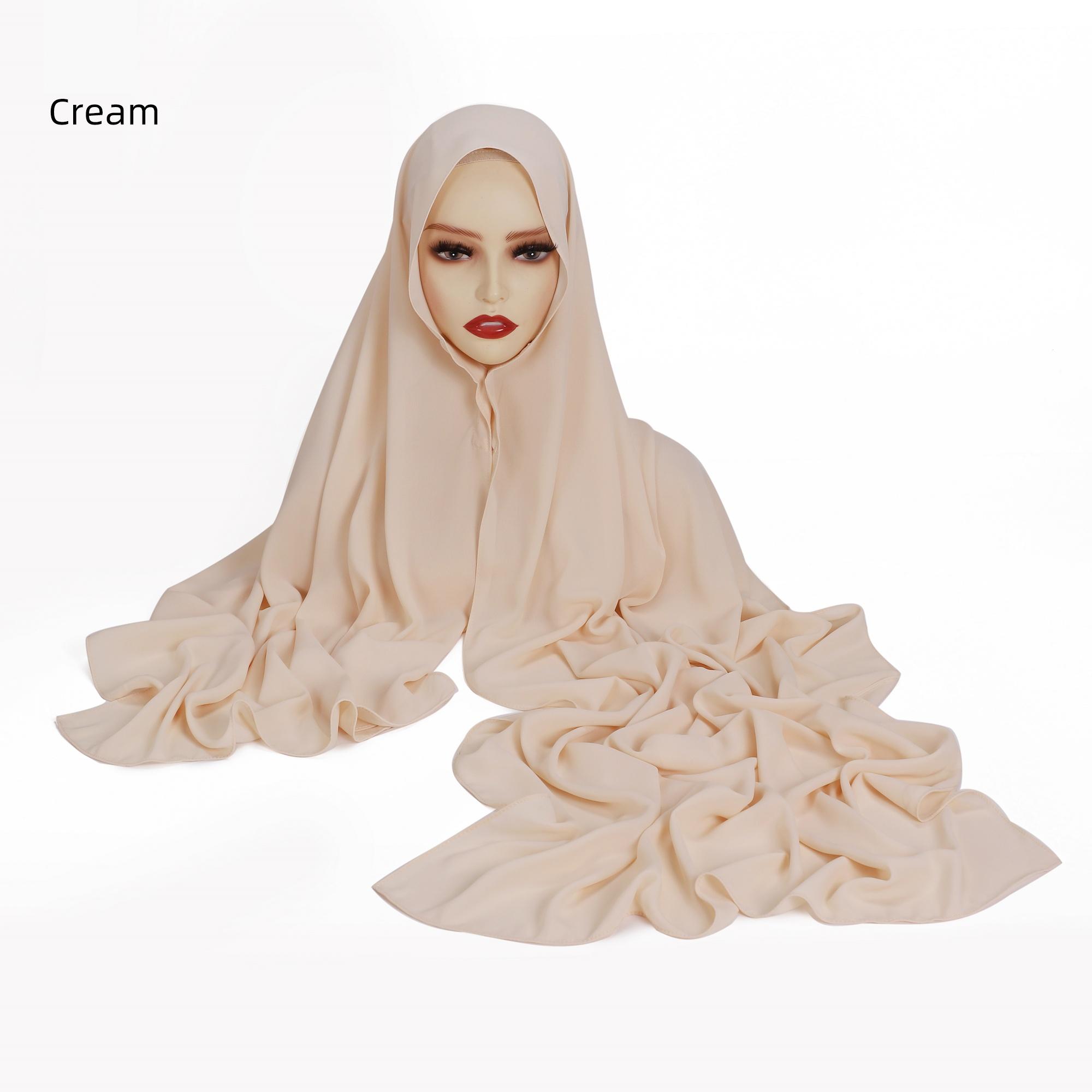 

Women Heavy Chiffon Hijab Scarf Premium Chiffon Muslim Hijabs Plain Good Stitching Maxi Wrap Solid Color Musulman Femme Shawls