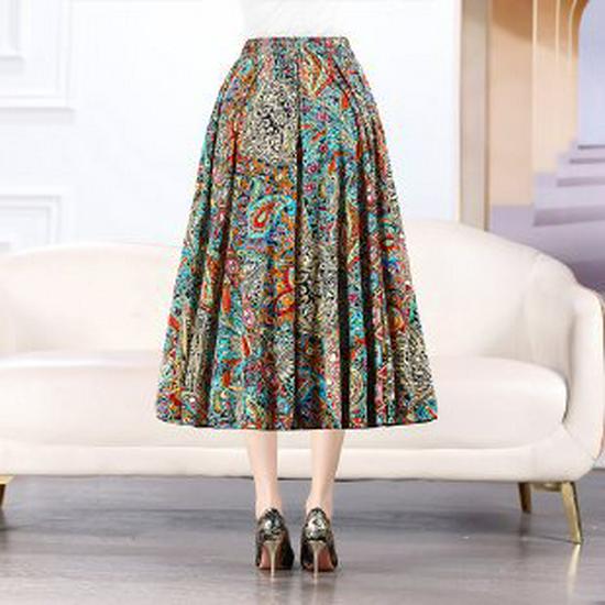Gonna midi plissettata in seta di ghiaccio: Stile Estivo Fresco per Donne di Mezza Età e Anziane, Taglie Forti, Perfetto per Ballare e Abiti da Mamma