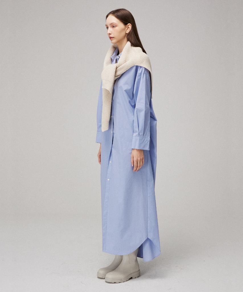 Meuameu Basic Long Shirt Dress Label Knit Shoulder Shawl Set-Up