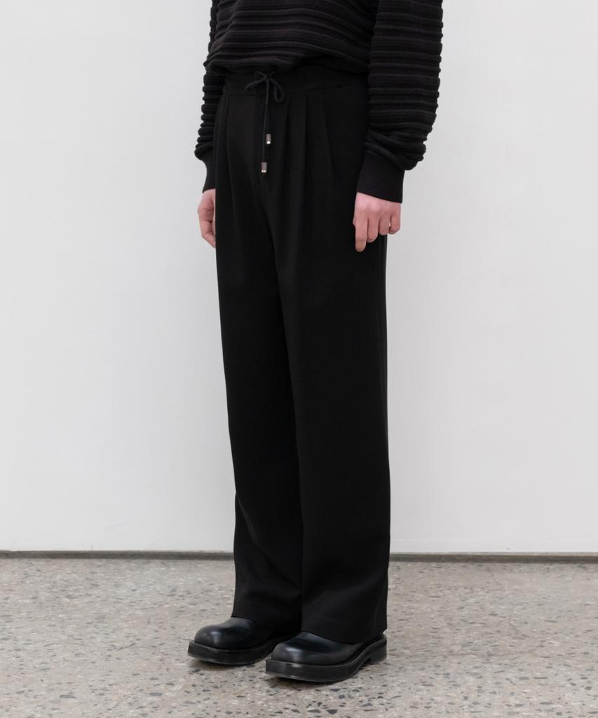 MINAV Supreme Three-Puck Elastic Waist Wide Pants [Black]