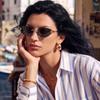 Light luxury frameless trimmed sunglasses women's retro oval polarized sunglasses Internet celebrity ins women's street glasses
