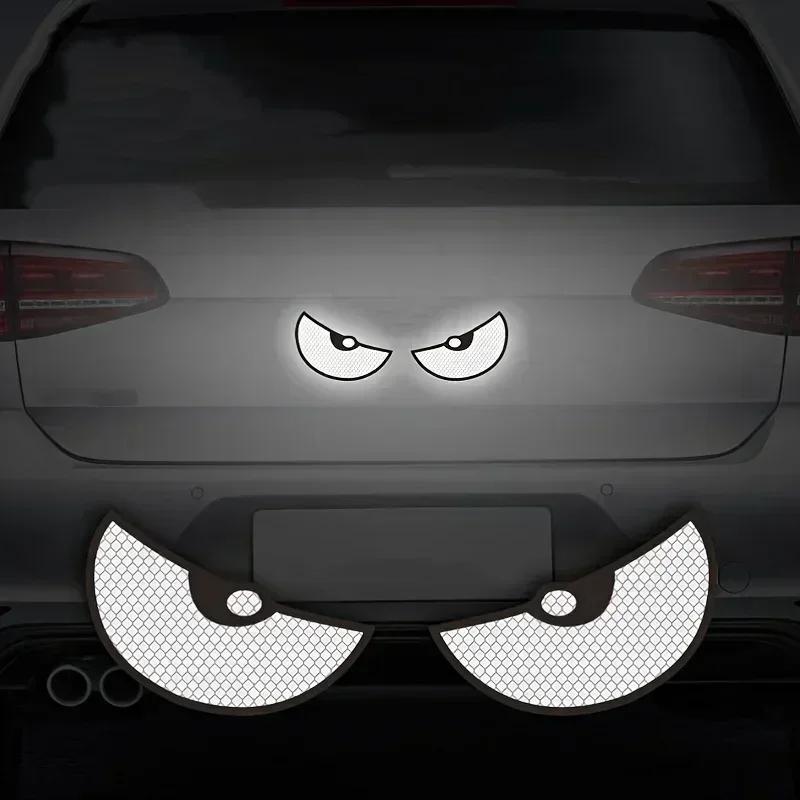 2pcs/Set Reflective Car Stickers Motorbike Helmet Improve Your Vehicle's Visibility And Safety With Devil Eye Stickers