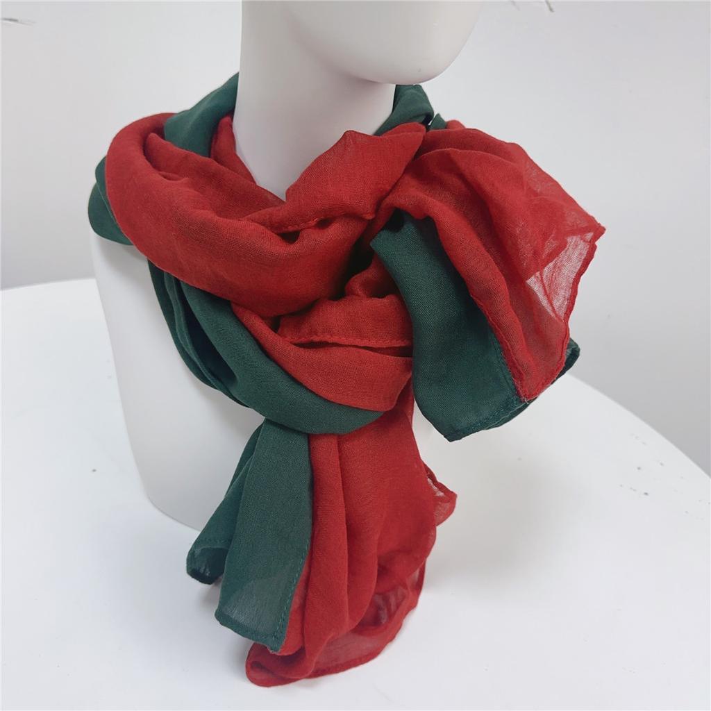 Two-Color Spliced Cotton And Linen Scarf, Very Soft To The Touch, With A Sense Of Drooping, Support