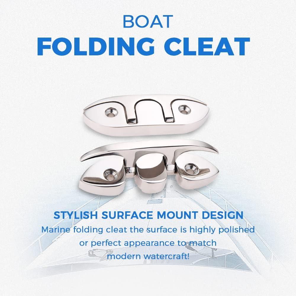 Stainless Steel Marine Folding Buckles, 2-Pack Flip-Up Dock Rope Buckles Marine Mooring Buckles with Mounting Screws for Boats, Kayaks, Deck Ropes