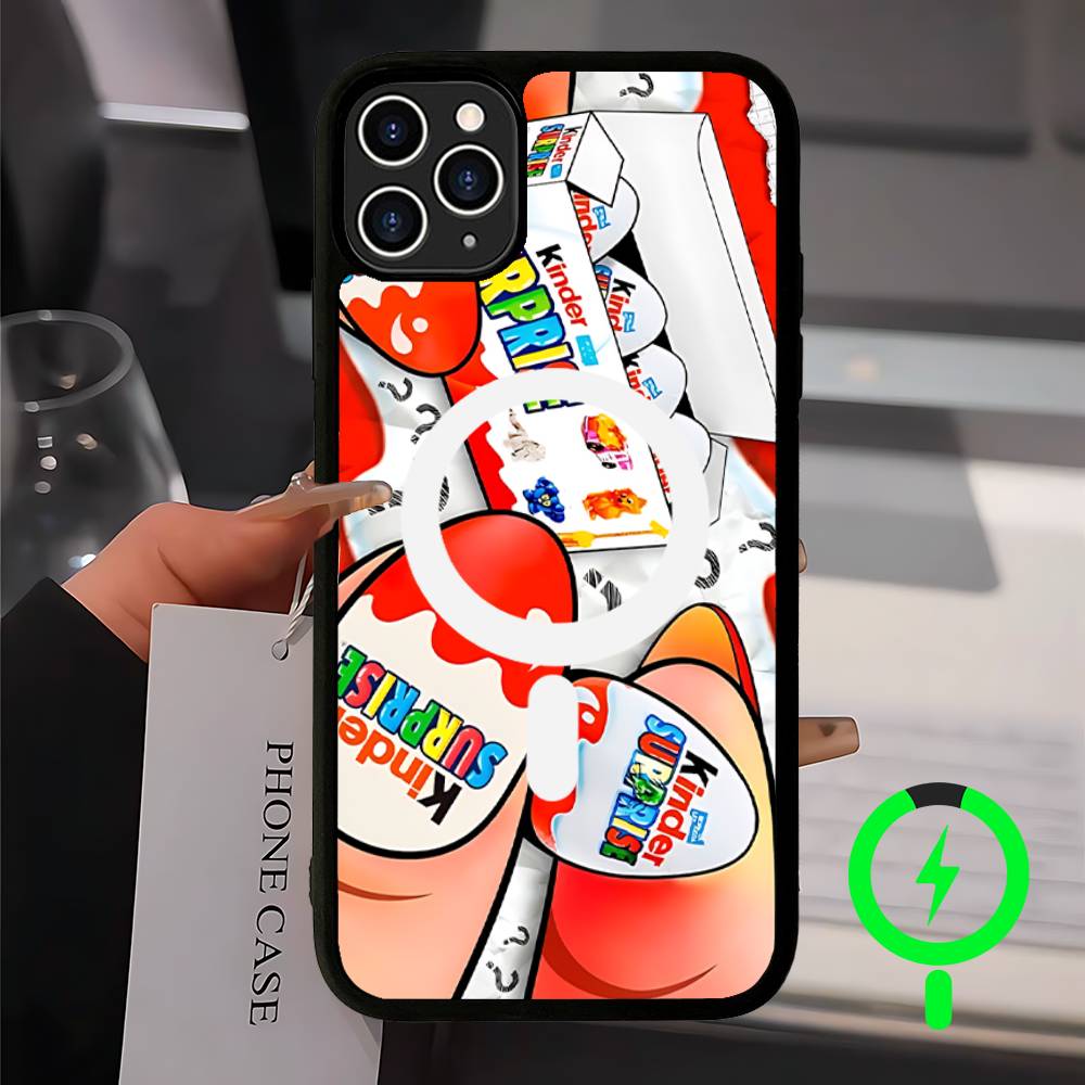 Cute Kinder Surprise Eggs Logo For Magsafe Magnetic Phone Case Wireless PC+TPU For IPhone 11 12 13 14 15 16 17 Pro Max Plus