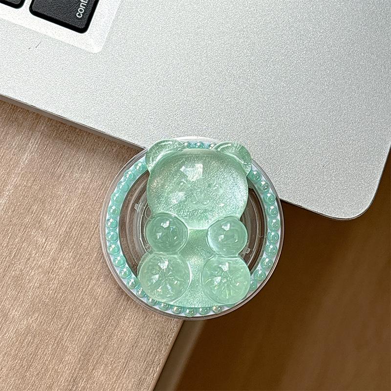 Color Pearl Glitter Bear Mobile Phone Airbag Bracket Magnetic Suction Magsafe Paste Creative Ring Lazy Women