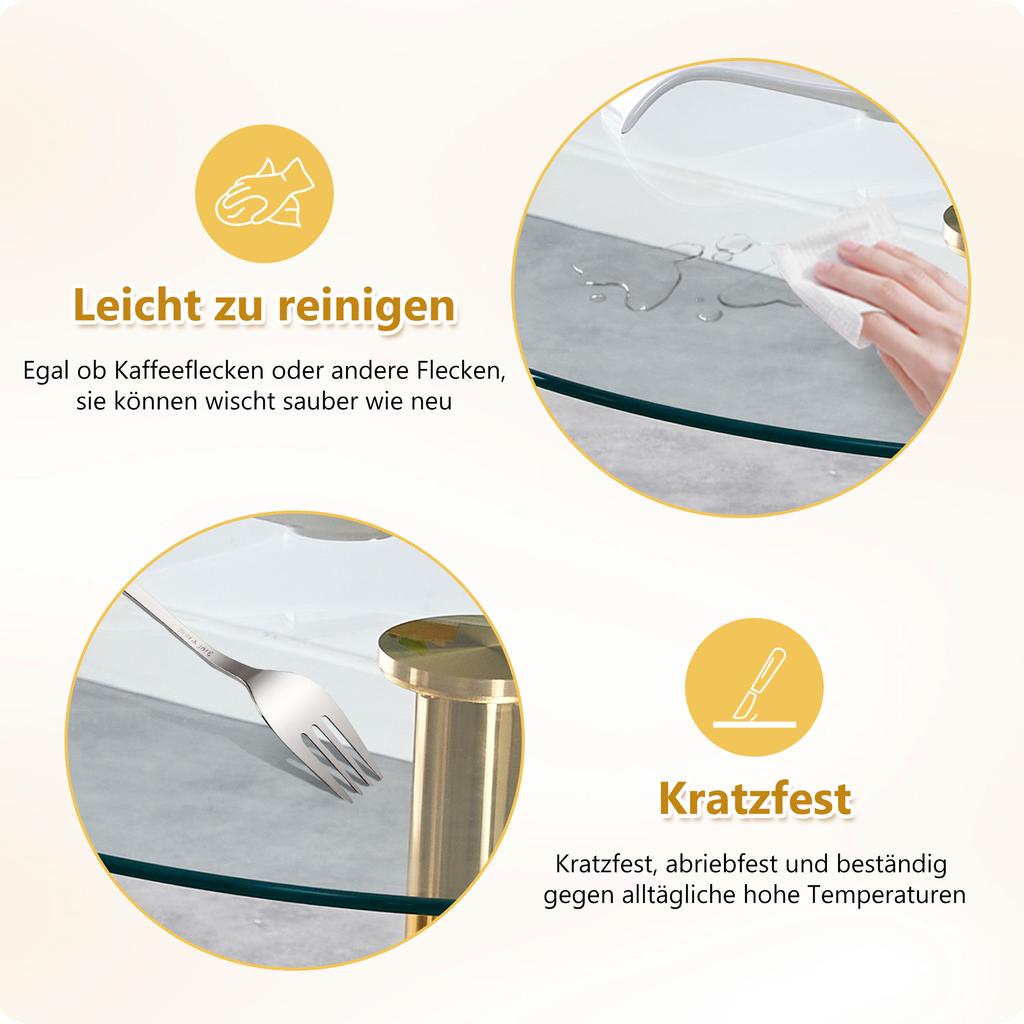Flexible Bar Set: 89 cm Glass Table + 2 Stools with Gold-Colored Legs, Height-Adjustable & Rotatable.
