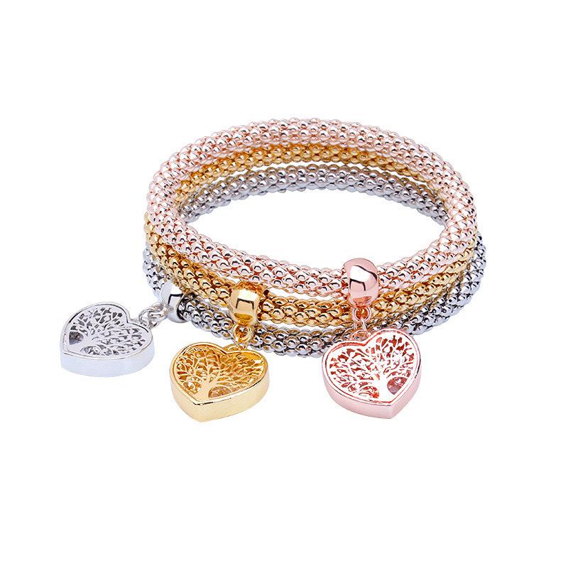 3-in-1 elastic popcorn corn bracelet for women, 3-color gold-plated butterfly crown, boat anchor jewelry, Valentine's Day gift