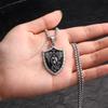 Stainless Steel St. Michael Shield Necklace for Men,Vintage Oxidized Saint Michael Pendant,Catholic Protection Jewelry Gift