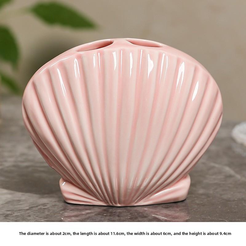 Creative Shell Toothbrush Holder - Home Hand Wash Basin Toothbrush Stand - Shelf for Ceramic Bathroom Toothbrush Storage Shell розовый