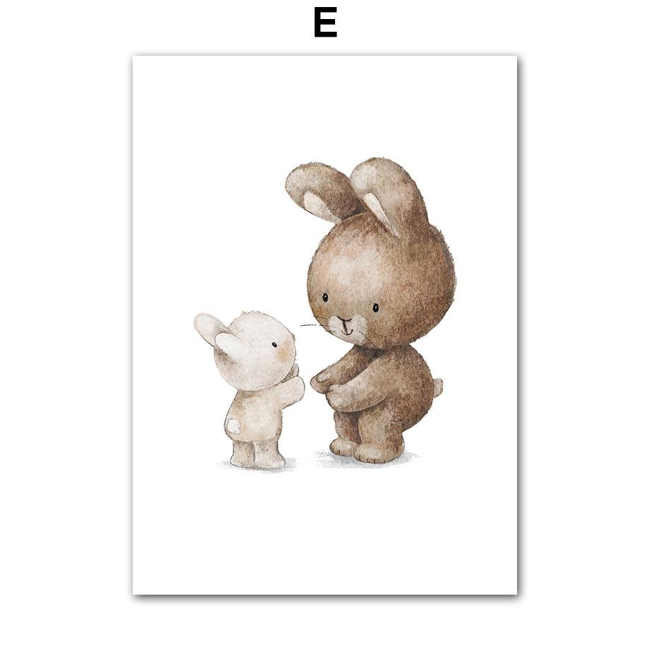 Bear Elephant Kangaroo Rabbit Bird Snail Wall Art Canvas Painting Nordic Posters And Prints Animal Wall Pictures Kids Room Decor