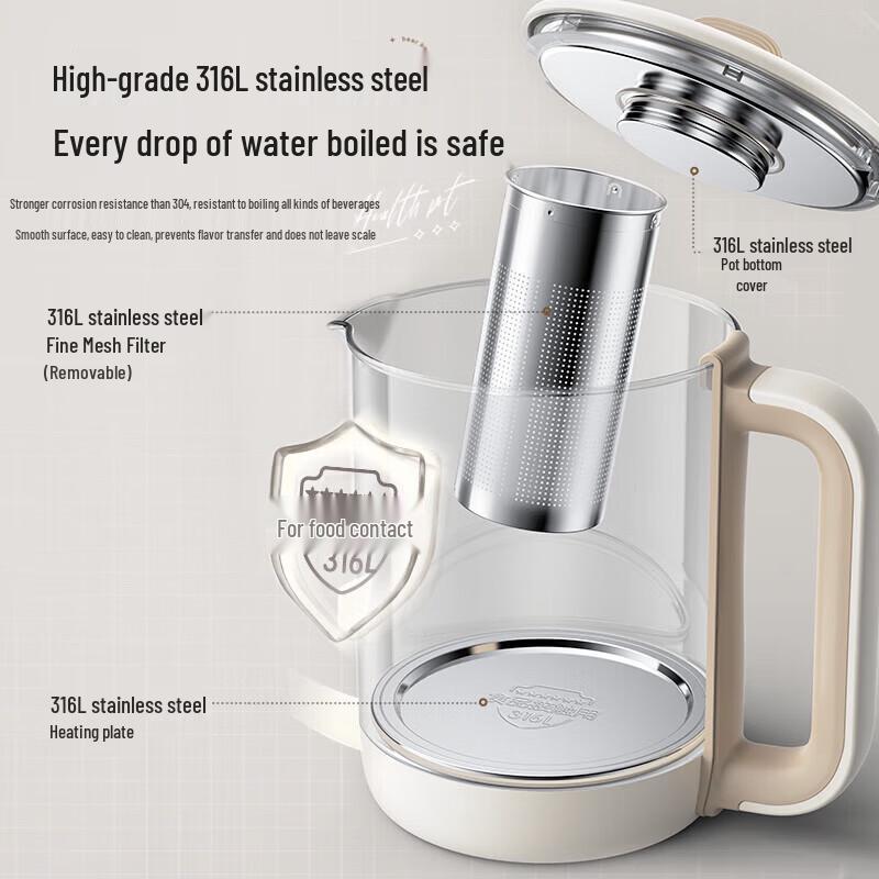 BEAR 1.5L Health Pot & Tea Kettle CN Plug (adapter Included)