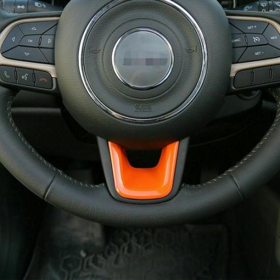 Orange Center Steering Wheel Knob Cover For Jeep Renegade 2015+ Compass 2017-20