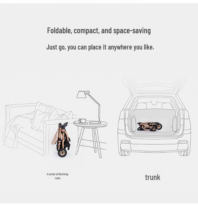 Lightweight Two-Way Baby Stroller: Foldable, High Landscape Design for Sitting or Lying Down, Ideal for Newborns