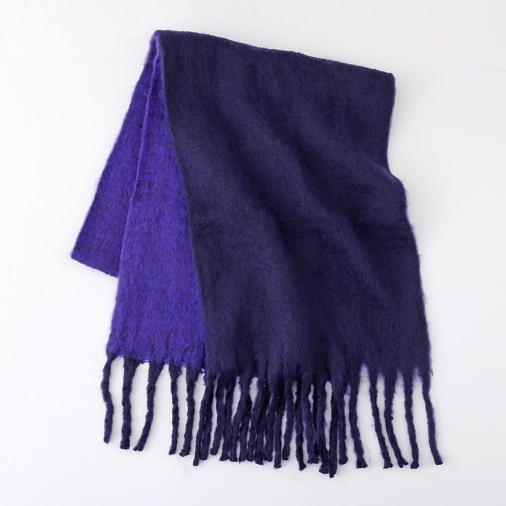 Mohair scarf women's winter two-color soft waxy thickened autumn and winter coarse fringed versatile couple scarf