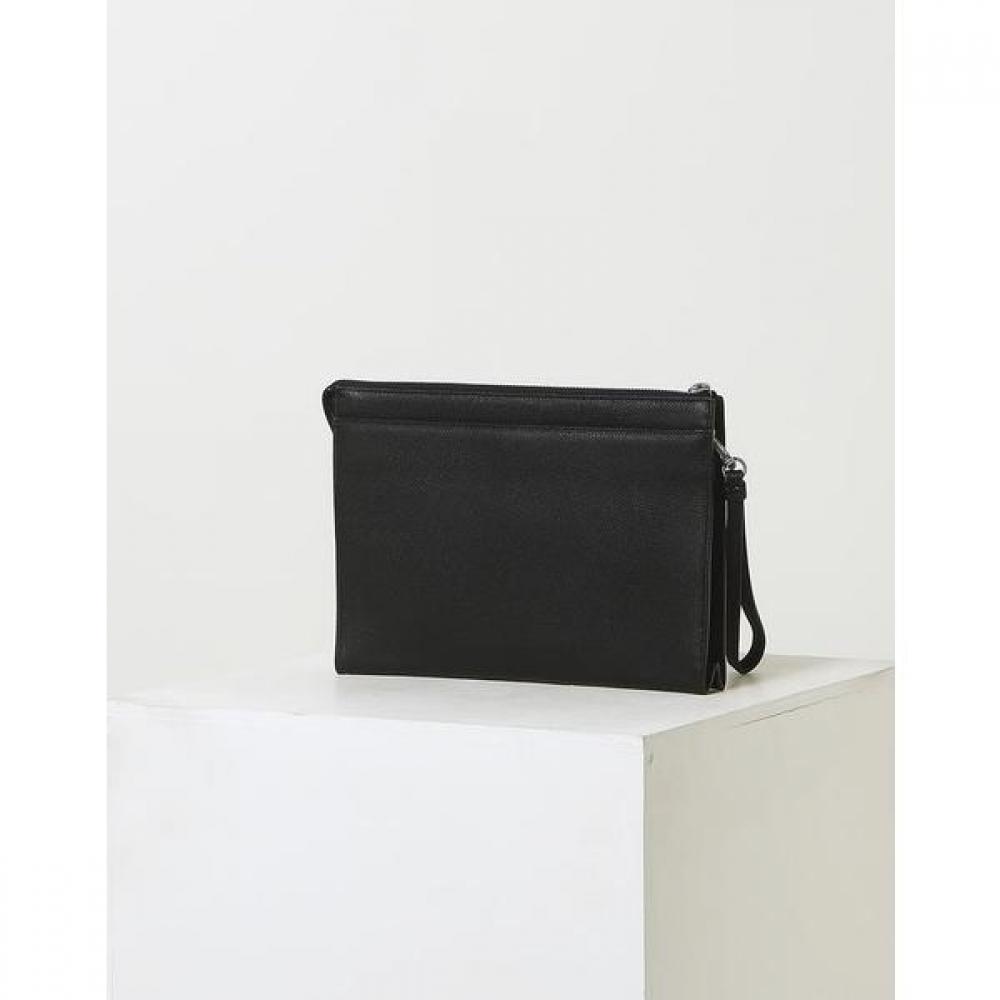 Daks Black Leather Clutch Bag With Check Pattern Dbba2e306bk