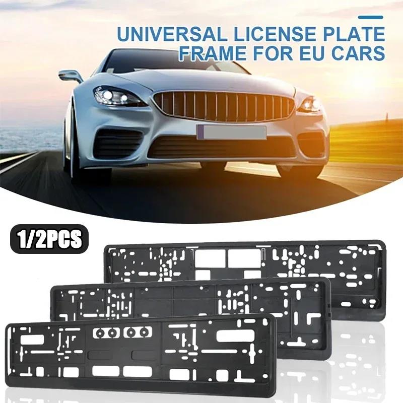 1/2Pcs Car Licence Plate Bracket Black Number Plate Holder EU Standard License Plate Frame Cover Anti-corrosion Auto Accessories License Plate Covers