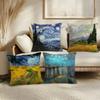 V-Van Gogh Oil Painting Cushion Cover Soft Short Plush Pillow Cover Smooth Cozy Texture Aesthetic Cushion Case Home Decor