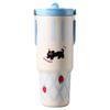 Cartoon Animal Thermos Cup Large Capacity Stylish Portable Straw Cup Outdoor Women's Insulated Coffee Mug