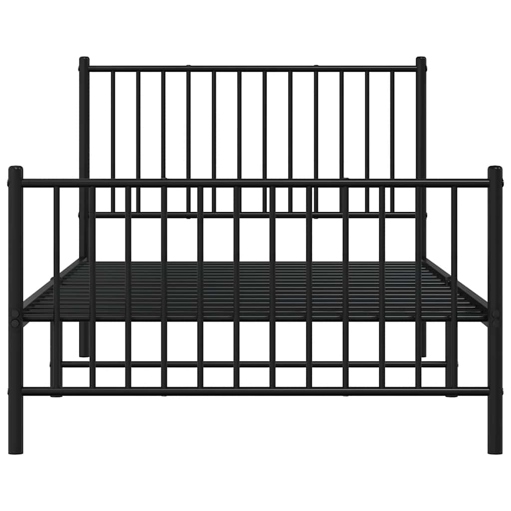 Vidaxl Struttura Letto in Metallo con Testiera e Pediera, Nera, 100X190Cm
