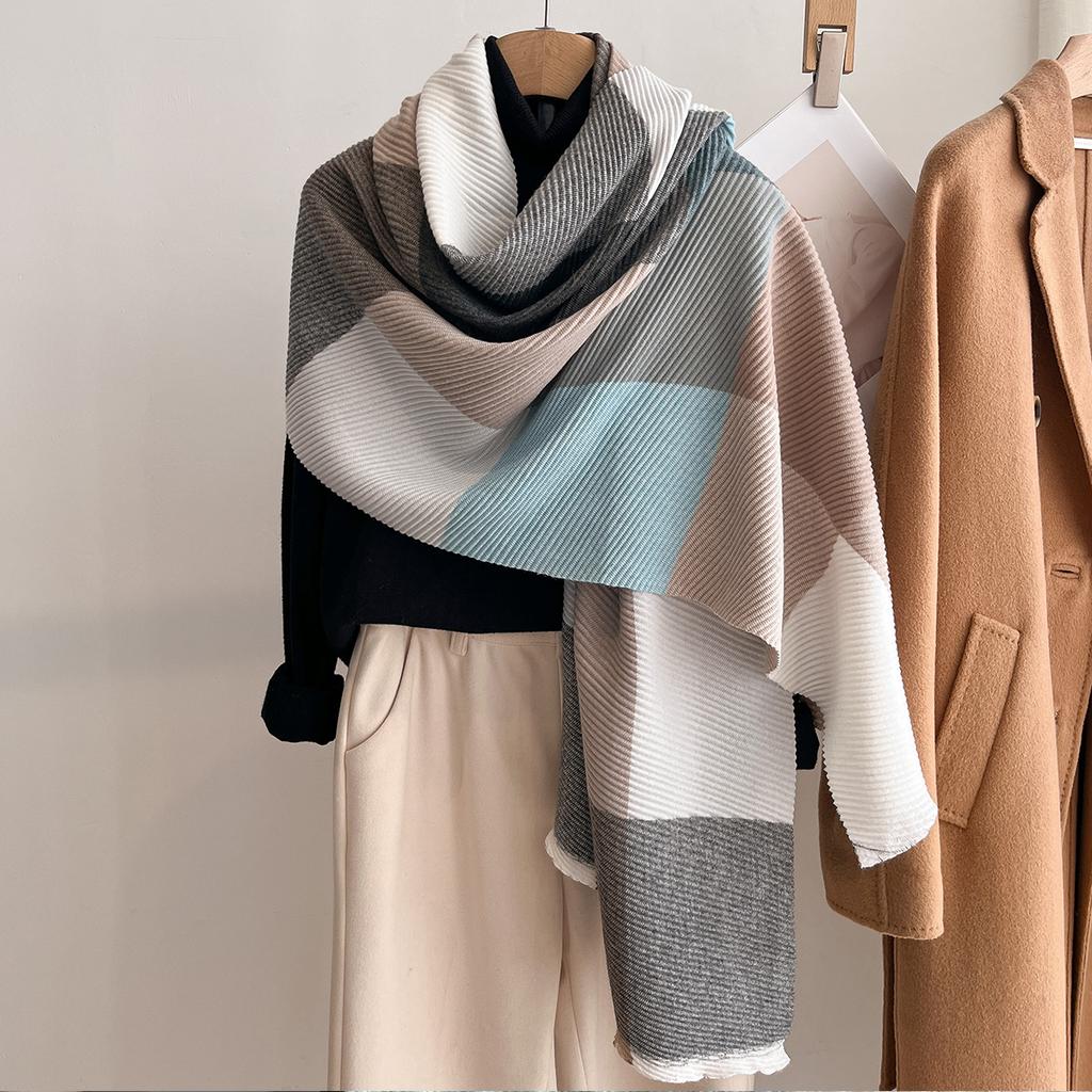 Women Winter Cashmere Scarf  Stripe Pashmina Luxury Brand Shawls and Wraps Bufanda Hijab Travel Stoles Echarpe Warm Blanket