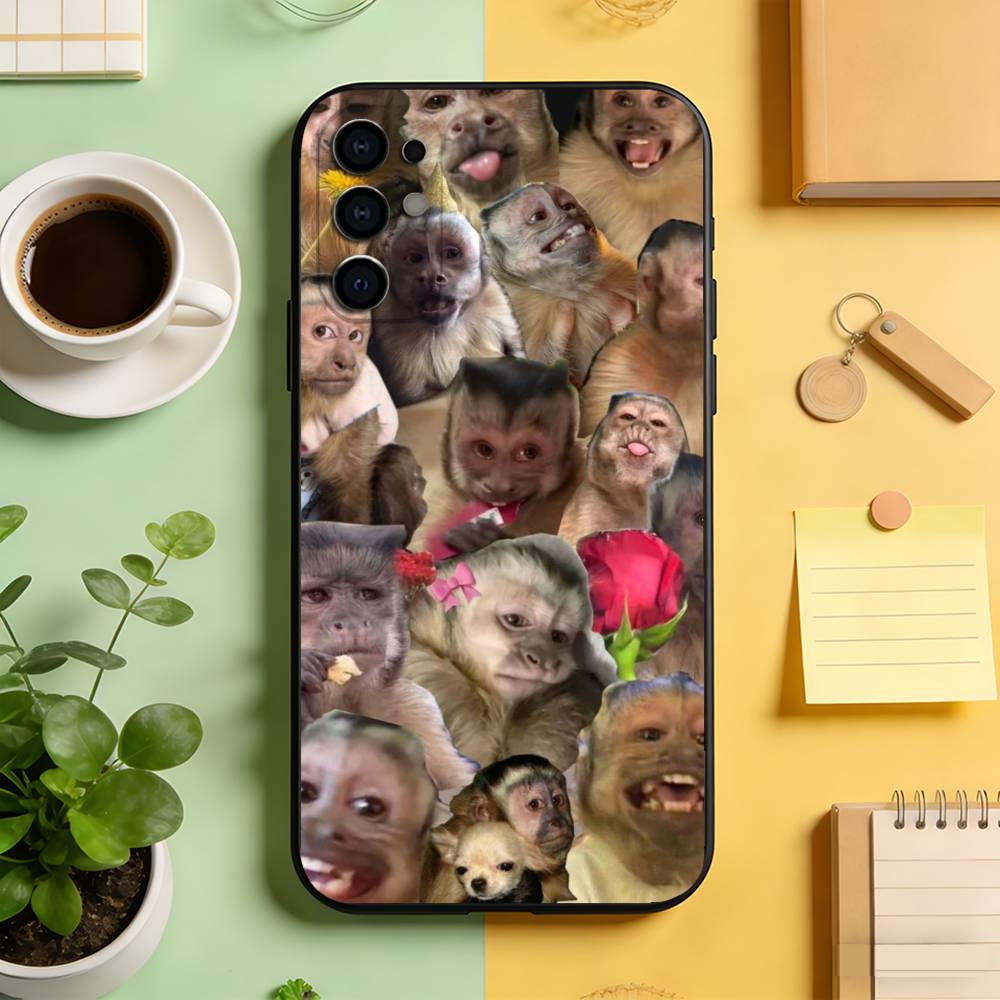 

Funny Monkey Phone Case Black Silicone Soft For Samsung S25,S24,S21,S22,S23,S30,Ultra,S20,Plus,Fe,Lite Samsung S235G