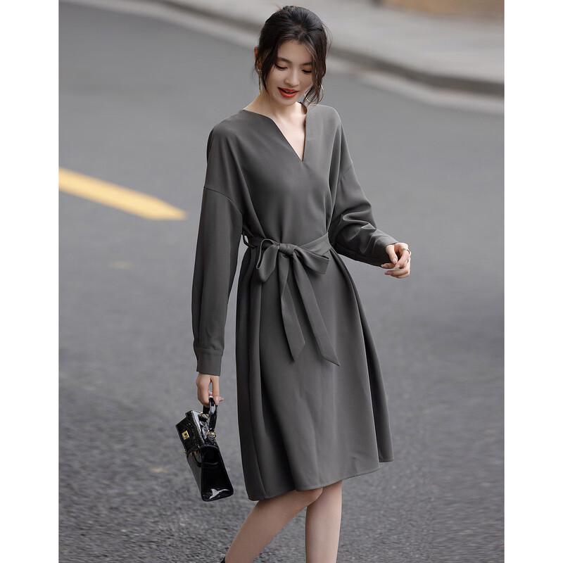 Demana French Minimalist Irregular Collar A-Line Dress