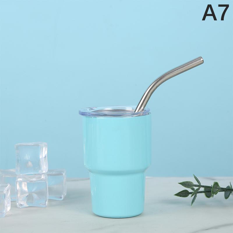 2/3oz Sublimation Tumble Whiskey Wine Glass Stainless Steel Vacuum Insulation Cup Car MIni Coffee Cup With Straw Party Gift