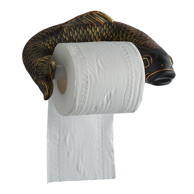 Decorative Toilet Paper Rack for Bathroom, Fish Shape Wall Mounted Tissue Roll Rack for Guest Bath and Powder Room
