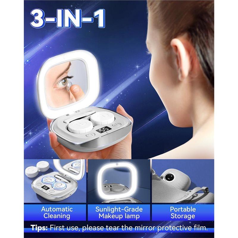 Premium-Home Travel Portable Ultrasonic Contact Lens Cleaner, 99% Brightness, Gentle Cleaning Soft Lens Care Tools