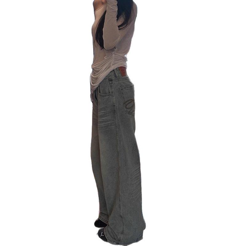 Plus Size Women's Retro Scimitar Embroidered Wide-Leg Jeans