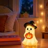 Halloween Ghost Figurine Figurine, Cute Resin Holding Pumpkin Healing Room Accessory Statue for Desk Tabletop Indoor Home Decor Whimsical