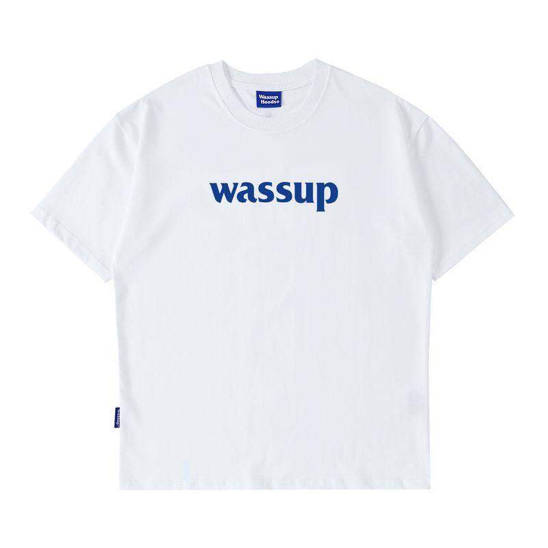 Wassup Heods Simple T-Shirt with Built-In Trendy Solid Color Pure Cotton Casual Top for Men and Women Official Store